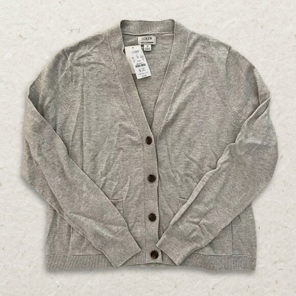 J. Crew Cardigan Soft Cotton Cashmere Blend Button Front Two Pockets Gray S NWT - Picture 4 of 8